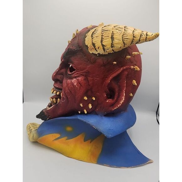SATAN DEVIL HORNS 2005 Paper Magic Group Halloween Mask Full Head Rubber Latex - Picture 5 of 5